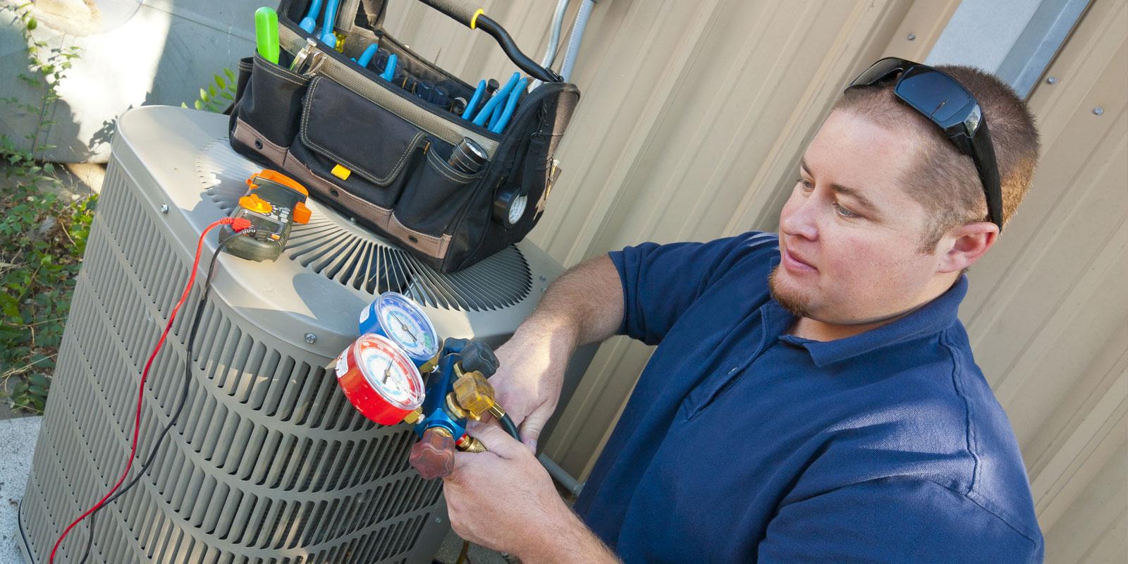 HVAC student works on hands on project